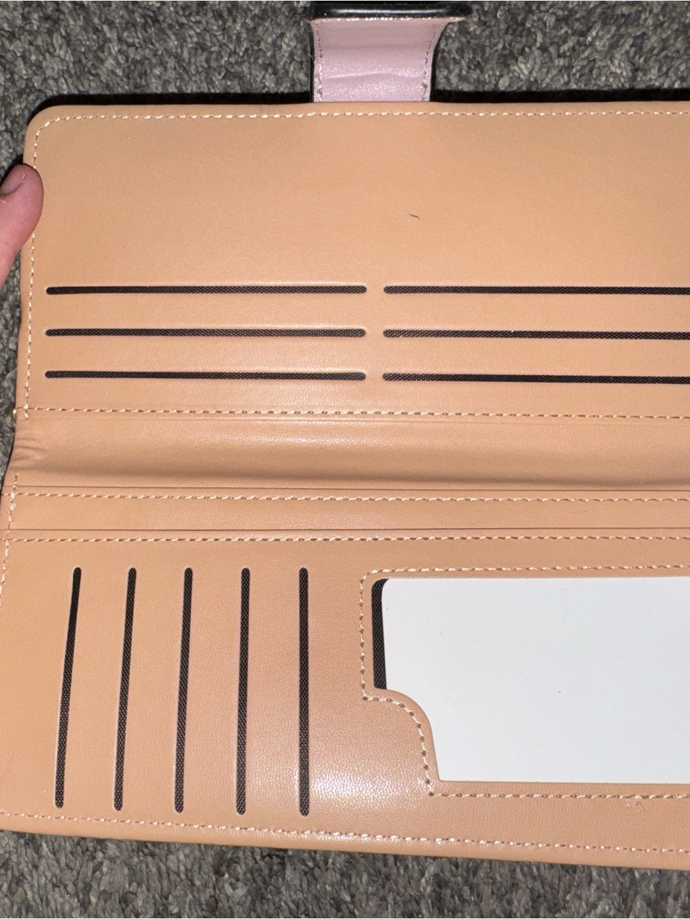 Blush Pink/Violet Vegan Leather Zip Wallet with Gold Hardware - Picture 6 of 9